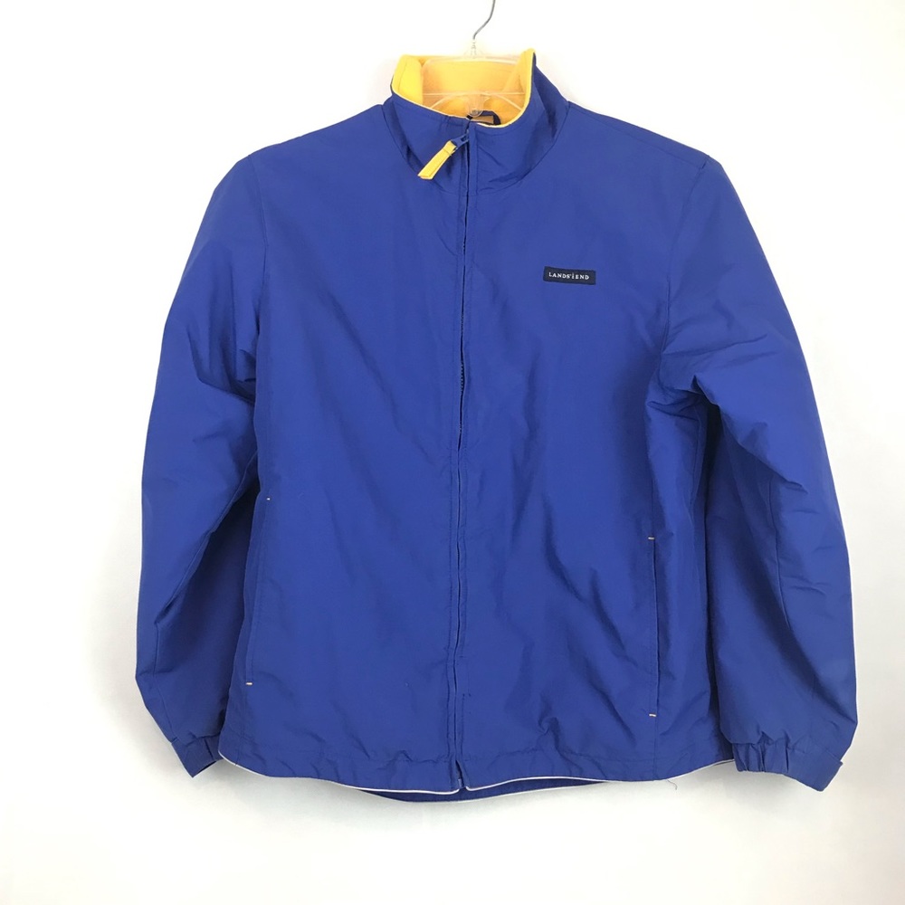 LANDS’ END Blue Yellow Youth Size 14-16 Fleece Lined Coat Jacket